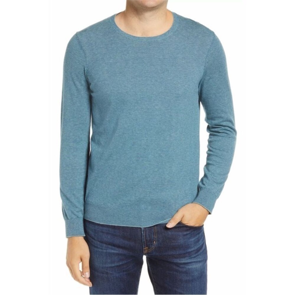 New Bonobos Mens Lightweight Stripe Sweater Size XL Feder Stripe Topaz